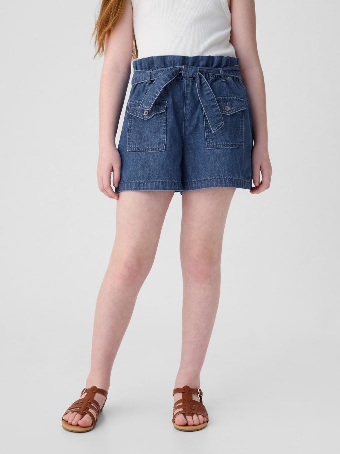 Barn High Rise Paperbag Jeansshorts