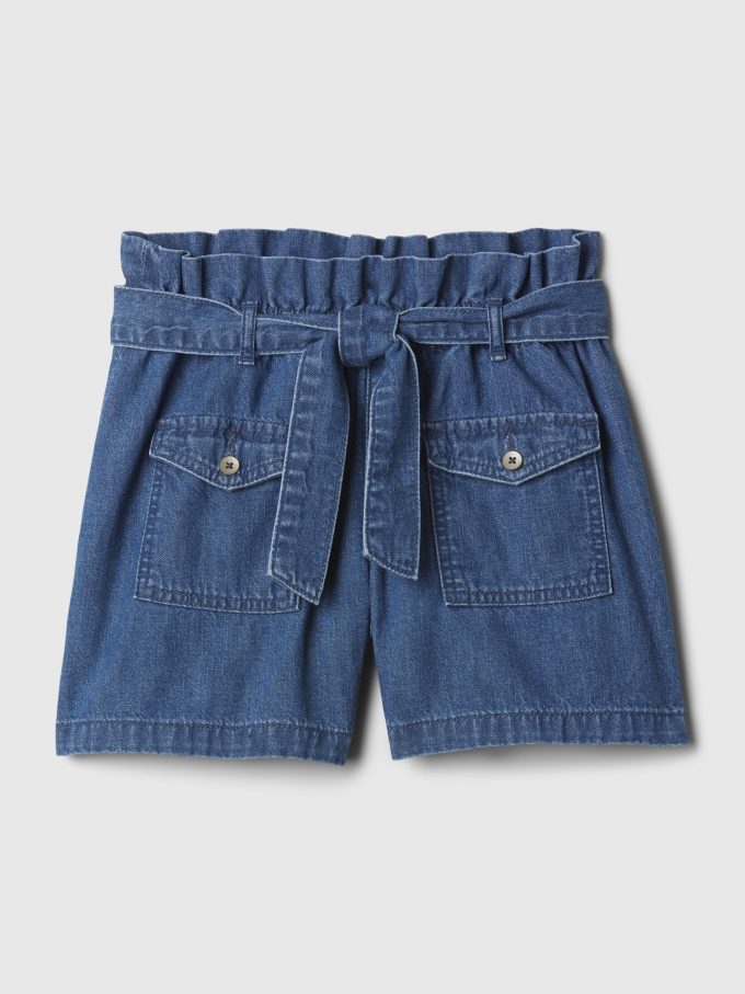 Barn High Rise Paperbag Jeansshorts