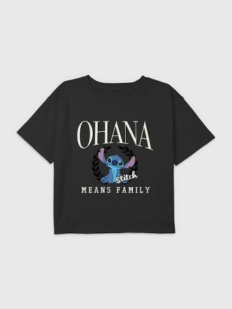 Barn Lilo och Stitch Ohana betyder Family Graphic Boxy Crop Tee