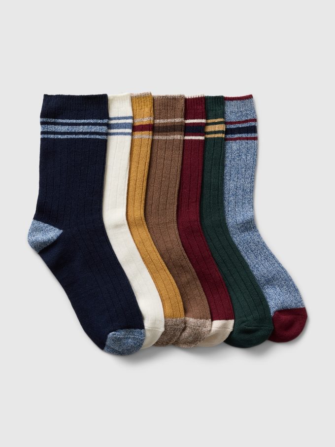 Barn Marled Rib Crew Socks (7-pack)