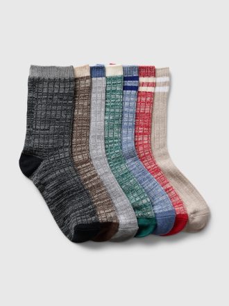 Barn Marled Rib Crew Socks (7-pack)