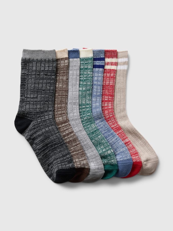 Barn Marled Rib Crew Socks (7-pack)