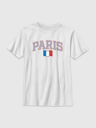 Barn Paris Frankrike Collegiate Grafisk T-shirt