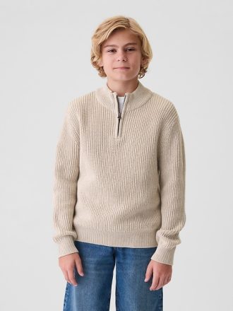 Barn Shaker-Stitch Quarter-Zip tröja