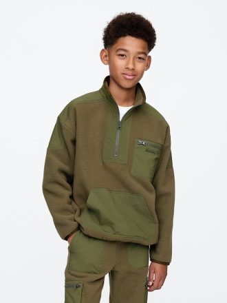 Barn Sherpa Pullover med halv blixtlås