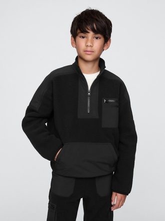 Barn Sherpa Pullover med halv blixtlås