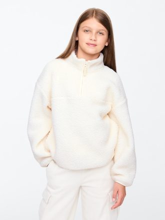 Barn Sherpa Pullover med halv blixtlås