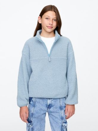Barn Sherpa Pullover med halv blixtlås