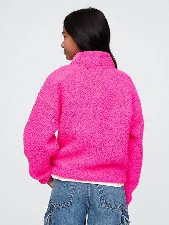 Barn Sherpa Pullover med halv blixtlås
