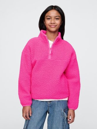 Barn Sherpa Pullover med halv blixtlås