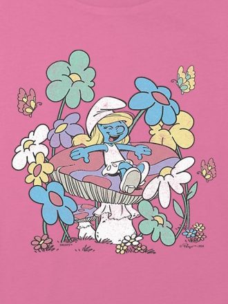 Barn Smurfarna Mushroom Dance Grafisk Boxy Crop T-shirt