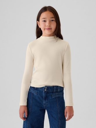Barn T-shirt med ribbad halsringning