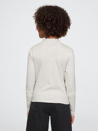 Barn T-shirt med ribbad halsringning
