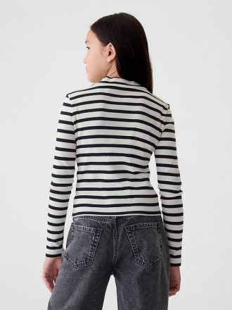 Barn T-shirt med ribbad halsringning