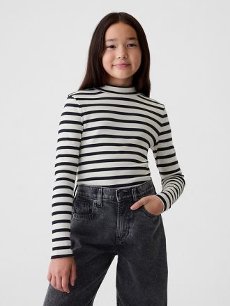 Barn T-shirt med ribbad halsringning