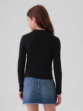 Barn T-shirt med ribbad halsringning