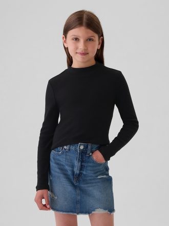 Barn T-shirt med ribbad halsringning