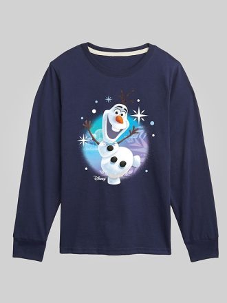 Barn fryst Olaf och snöflingor långärmad grafisk t-shirt