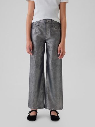 Barn jeans med vida ben i folie med låg höjd