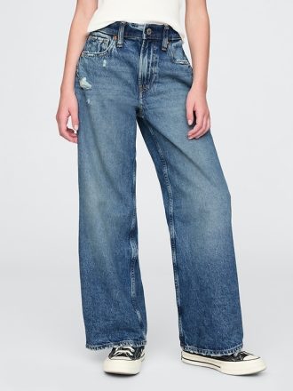 Barn jeans med vida ben i låga ben
