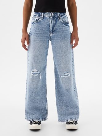Barn jeans med vida ben i låga ben
