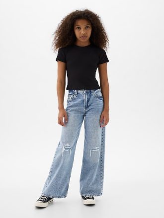 Barn jeans med vida ben i låga ben