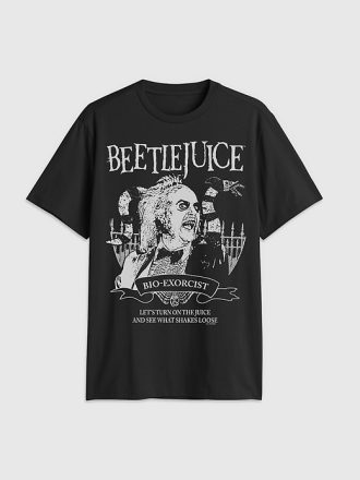 Beetlejuice svart och vit grafisk t-shirt