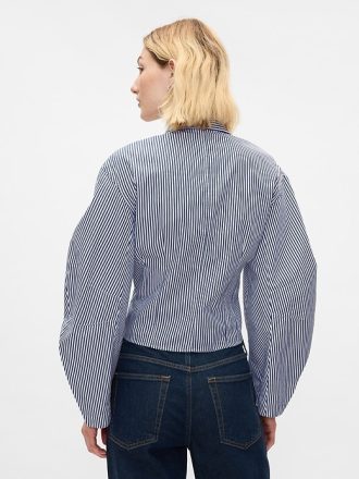 Beskuren skjorta i ekologisk bomull Poplin Barrel Sleeve