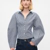 Beskuren skjorta i ekologisk bomull Poplin Barrel Sleeve