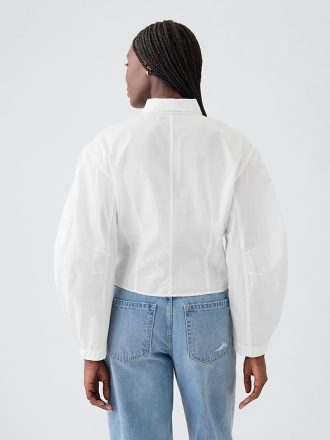 Beskuren skjorta i ekologisk bomull Poplin Barrel Sleeve