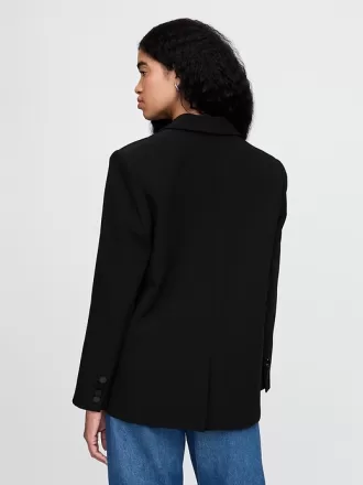 BiStretch Satin-Trim Relaxed Blazer