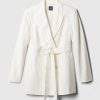 Blazer med bälte i linne-bomull