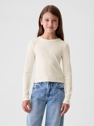 Broderad grafisk t-shirt med revben för barn
