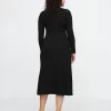CashSoft Plisserad Rib Maxi Sweater Dress