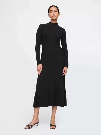 CashSoft Plisserad Rib Maxi Sweater Dress