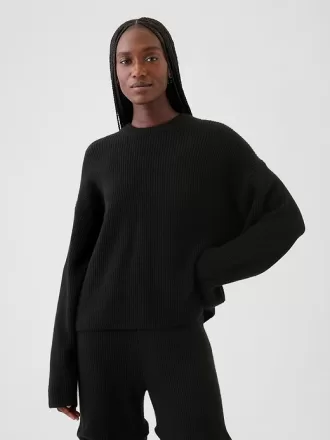 CashSoft Shaker-Stitch Crewneck-tröja
