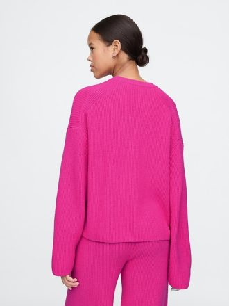CashSoft Shaker-Stitch Crewneck-tröja