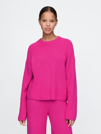 CashSoft Shaker-Stitch Crewneck-tröja