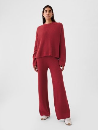 CashSoft Shaker-Stitch Sweater Byxor
