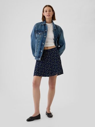 Crepe blommig mini kjol