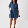 Crinkle Gauze Denim Miniklänning