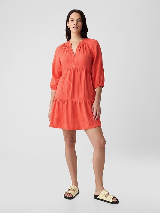 Crinkle Gauze Tiered Mini Dress Crinkle Gauze Tiered Mini Dress