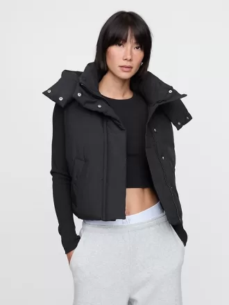 Cropped Duvet Wrap Puffer Väst