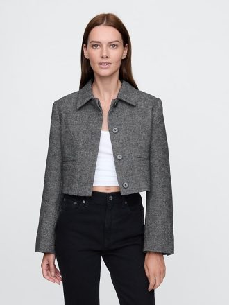 Cropped Herringbone Jacka