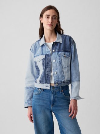 Cropped Patchwork Icon jeansjacka