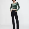Cropped Velvet Off-Soulder Topp Cropped Velvet Off-Soulder Topp