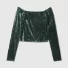 Cropped Velvet Off-Soulder Topp Cropped Velvet Off-Soulder Topp