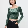Cropped Velvet Off-Soulder Topp Cropped Velvet Off-Soulder Topp