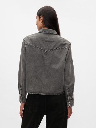 Cropped Western jeansskjorta