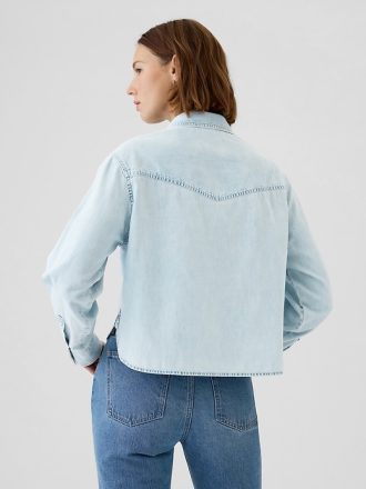 Cropped denim västernskjorta